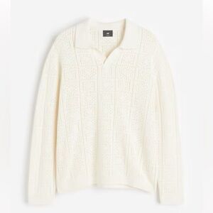 Loose Fit Crochet Look Polo Shirt